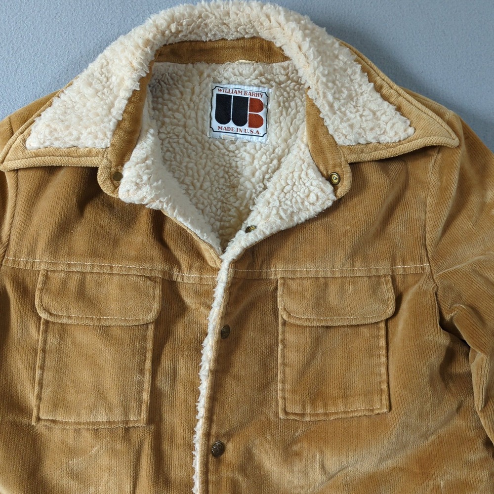 WILLIAM BARRY Tan Corduroy Sherpa Lined Ranch Coat Large with Flaws - Picture 2 of 11